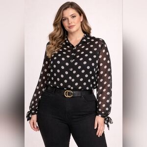 Polka Dot Black and White Blouse